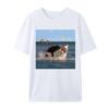 Funny Cat Biting Shark Print Tshirts Unisex Women Summer Casual Fashion Loose Tops Streetwear Crew Neck Short Sleeve Tshirts