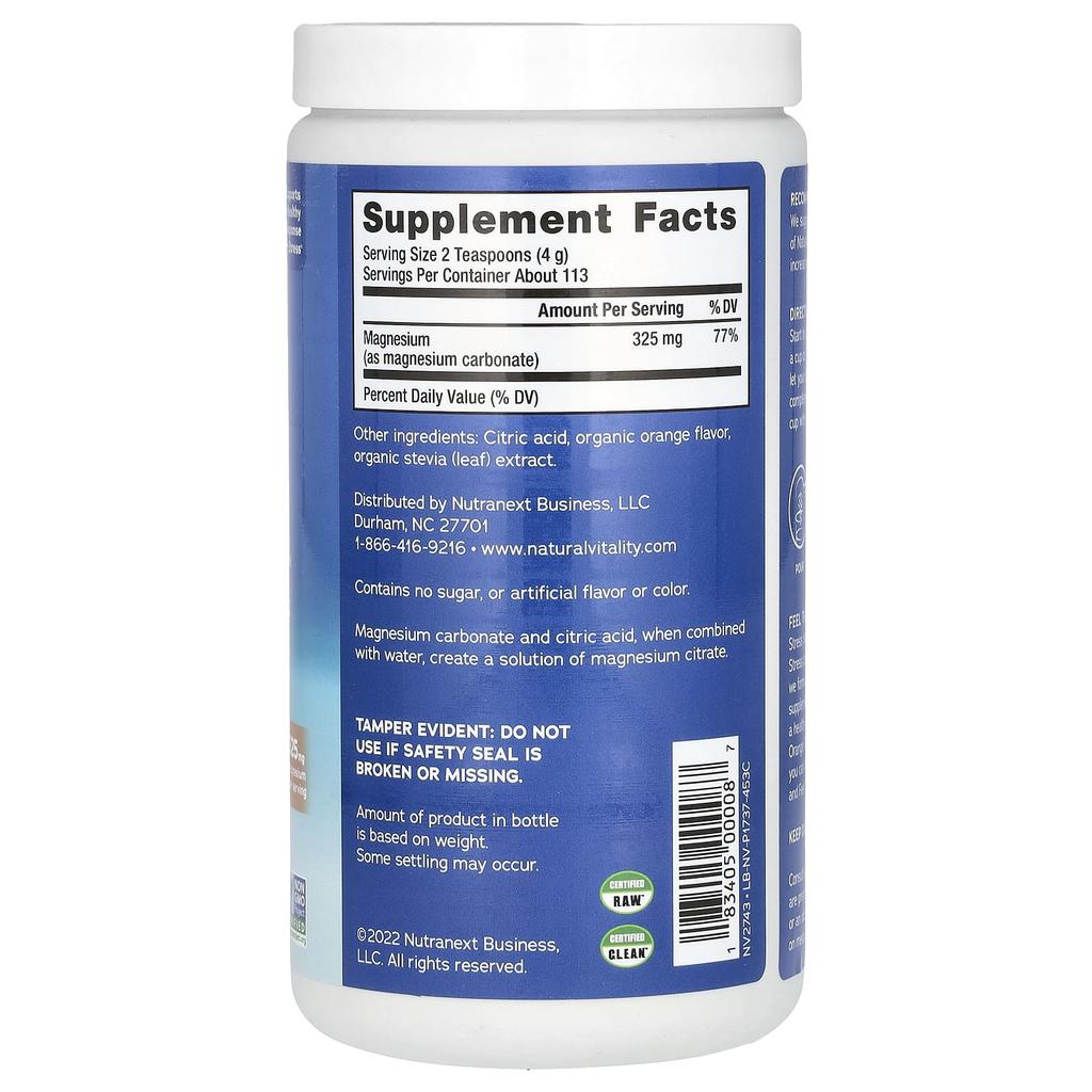 Calm, Magnesium Supplement Drink Mix, Orange, 453G (16Oz)