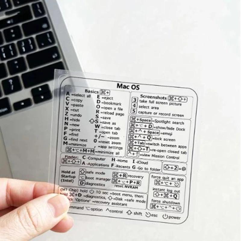 Наклейки-шпаргалки для клавиатуры MacBook Pro/Air - Прозрачные, подходят для моделей 13-16", Быстрая навигация и управление приложениями