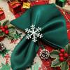 6PCS Gold/Silver Christmas Snowflake Napkin Ring Metal Napkin Buckle Xmas Napkin Holder  Restaurant