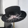 French pearl flower straw hat women's spring and summer new big-brimmed sun hat fashionable and elegant vacation beach top hat