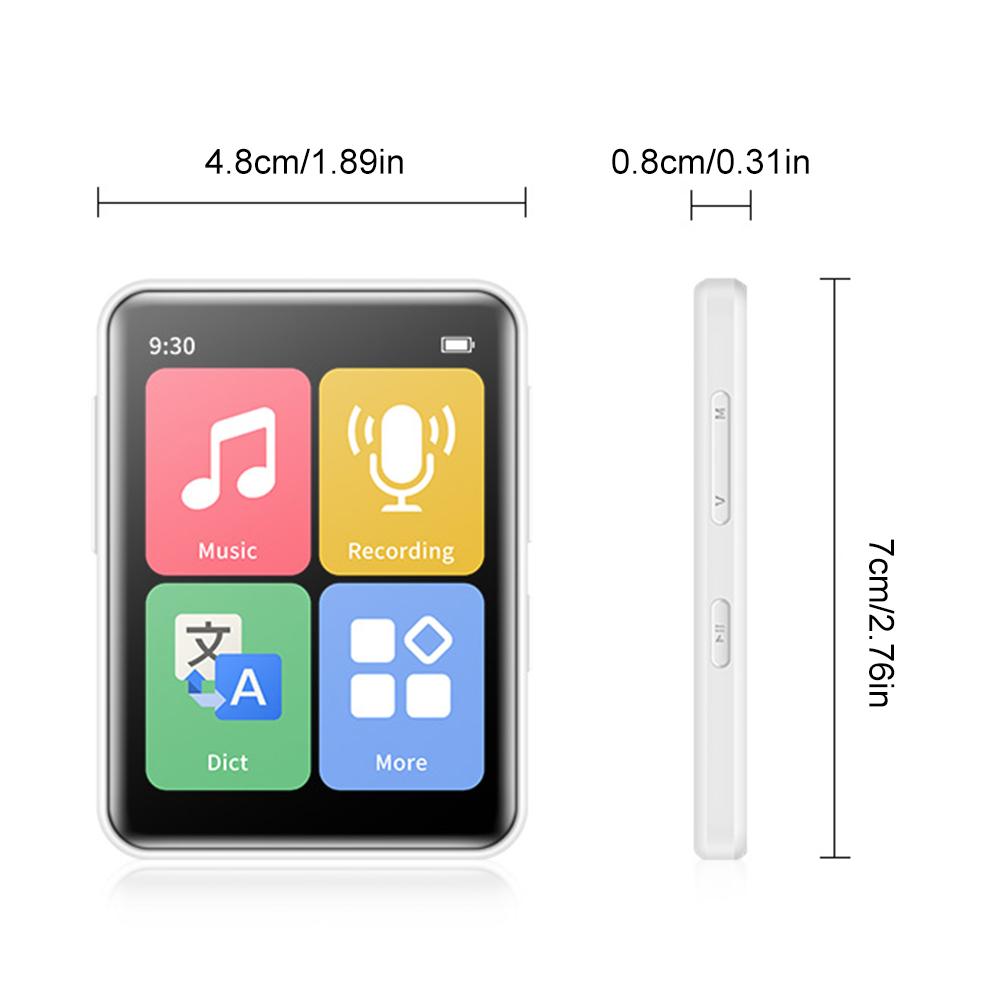 Новый MP3-плеер 2025 года Bluetooth 5.2 MP4 Музыкальный плеер 1,77-дюймовый сенсорный экран Музыкальный плеер с FM-радио Спортивный Walkman До 128 ГБ
