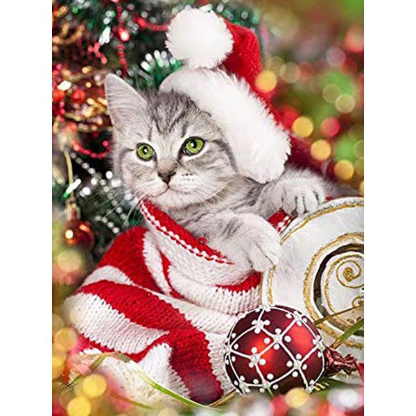 5D алмазная живопись животное кошка Алмазная вышивка Рождественский кот вышивка крестиком горный хрусталь картина мозаика набор Рождественский домашний декор