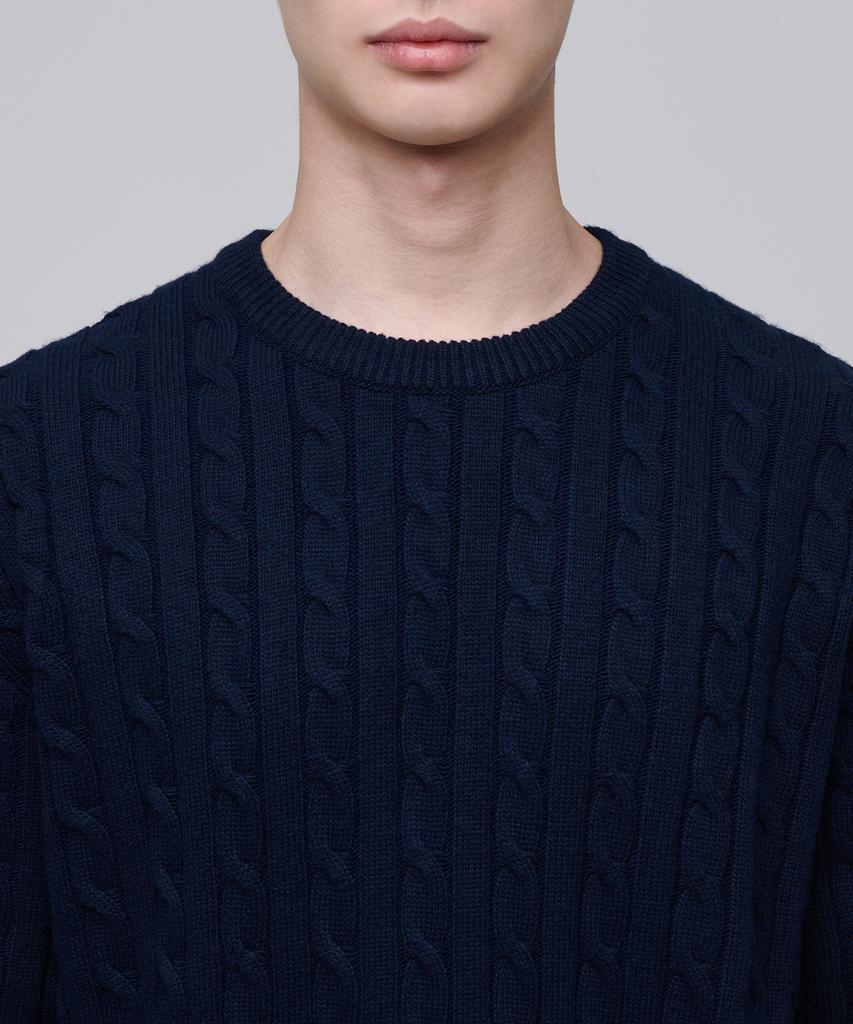 MUSINSA STANDARD Cable Crew Neck Knit [Navy]