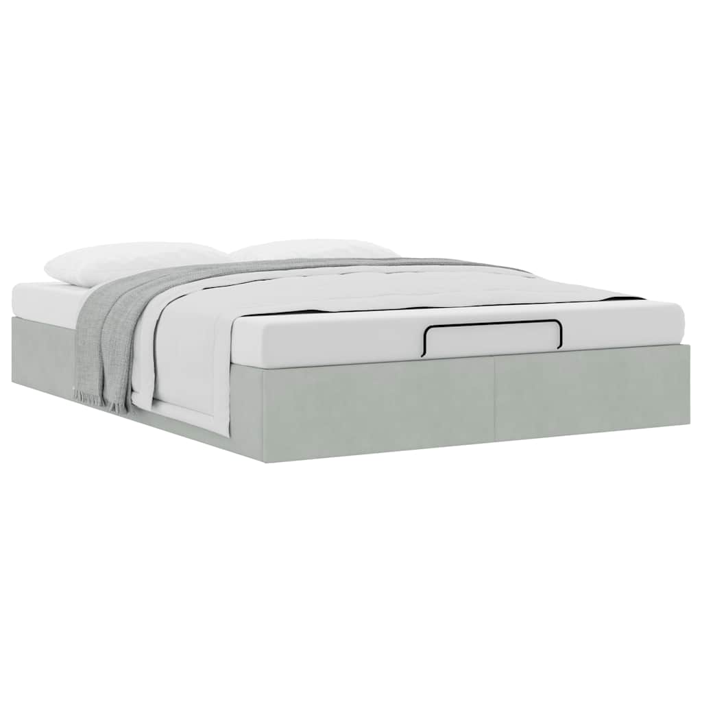 Ottoman Bed without Mattress Light Grey 140x190 cm Velvet