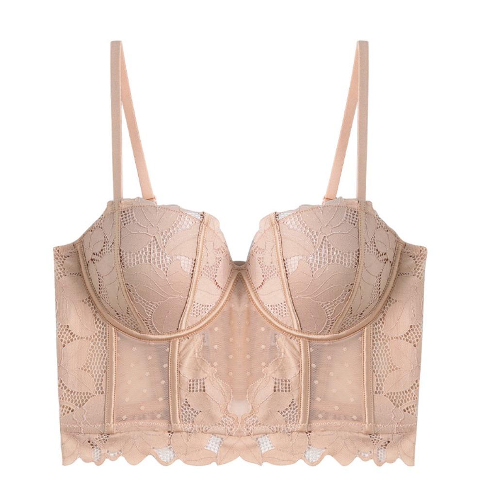 Ruffle Lace Flower Camisole Mesh Dot Slim Crop Tops Sweet Lace Corset Ladies