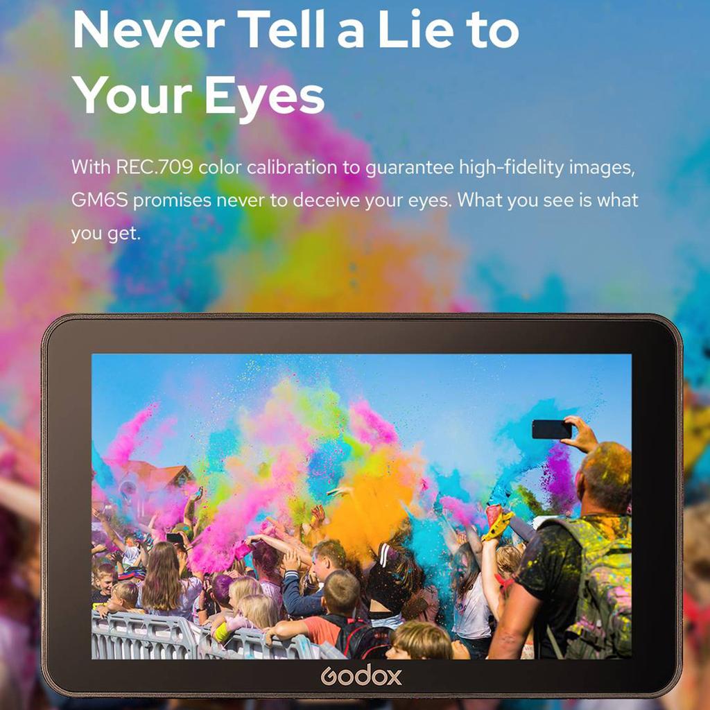 Godox GM6S 5.5 Inch 4K Camera Monitor 1200nit Ultra-bright Video Monitor for DSLR Camera 1920 *