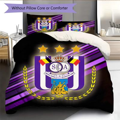 RSC Anderlecht Узорный Комплект Постельного Белья Одеяло Домашний Декор Подарок (1 пододеяльник + 2 наволочки без наполнителя)