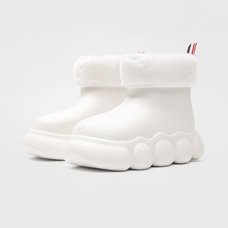 Женские сверхлегкие водонепроницаемые нескользящие сапоги из ЭВА с толстой подошвой, модные зимние плюшевые хлопковые теплые и удобные уличные резиновые сапоги