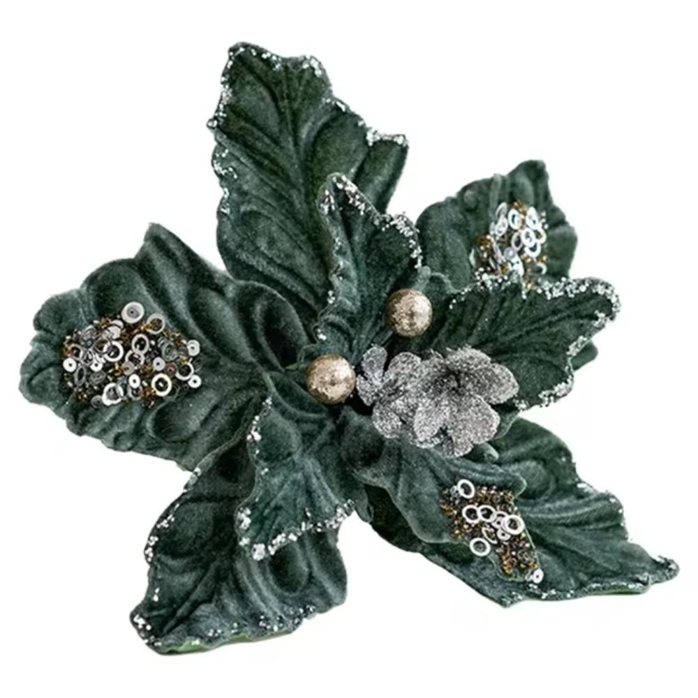 DIY Artificial Poinsettia Flower Simulation Sequins Flower Christmas Tree Decorations  Party Gifts