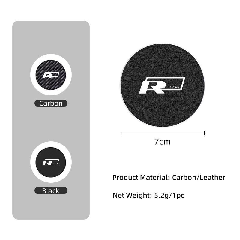 2Pcs Car Leather/Carbon Fiber Water Cup Coasters Anti-Slip Pads For VW R Jetta Sagitar Magotan Passat Tiguan Scirocco Golf 5 7 xn4
