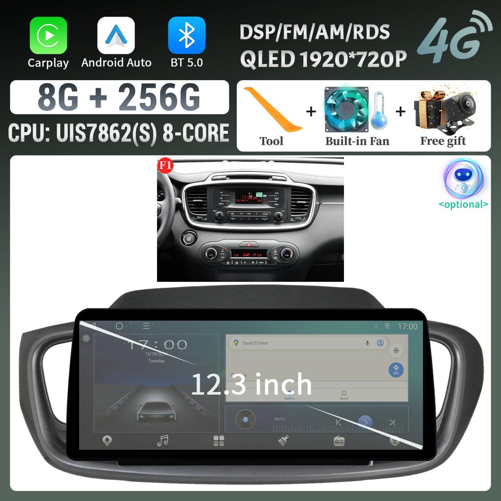 12,3 дюйма для KIA Sorento 2015-2018 беспроводной Bluetooth CarPlay Android Auto Car Radio Multimedia 4G GPS сенсорный экран головного устройства