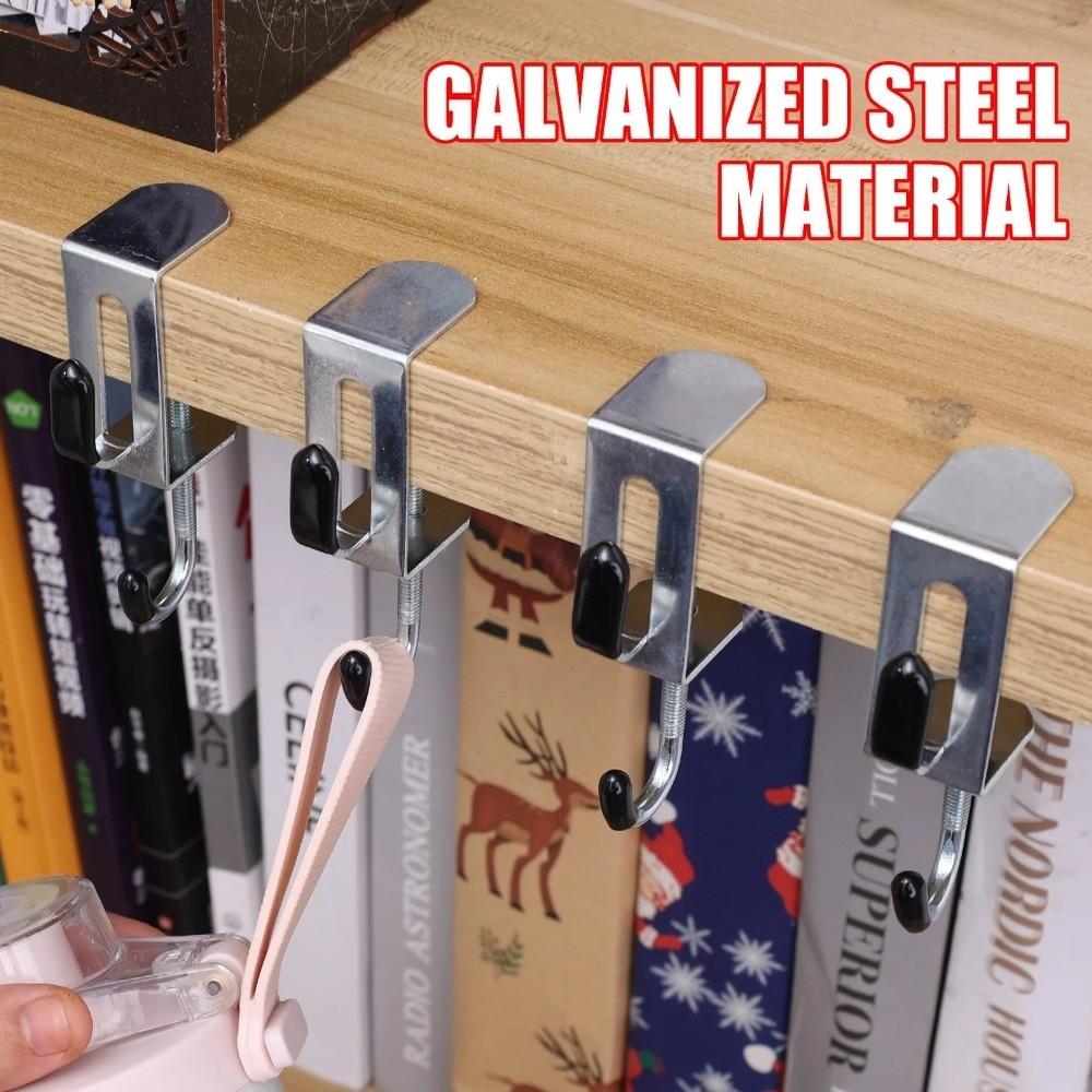 2pcs Detachable Double Hook Adjustable Backpack Hook Portable Desk Edge Hook  Office Desktop Edge