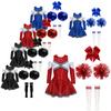 Children's Cheerleading Dance Outfits Kids Girls Sequins Cheerlead Uniforms Dress with Hand Flowers Socks Cheerleader Costume