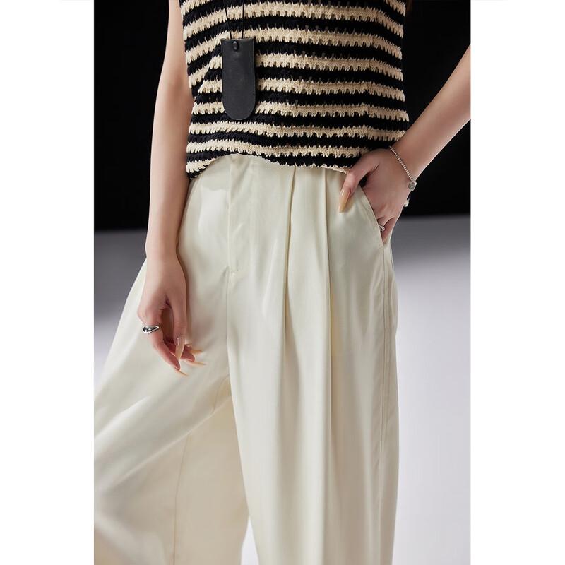 Demana Women's Lyocell Pleated Wide-Leg Casual Pants