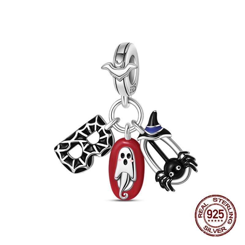 Halloween Charms Bead Copper Luminous Pumpkin Ghost Dangle Fit Bangle Bracelet Necklace Diy Jewelry