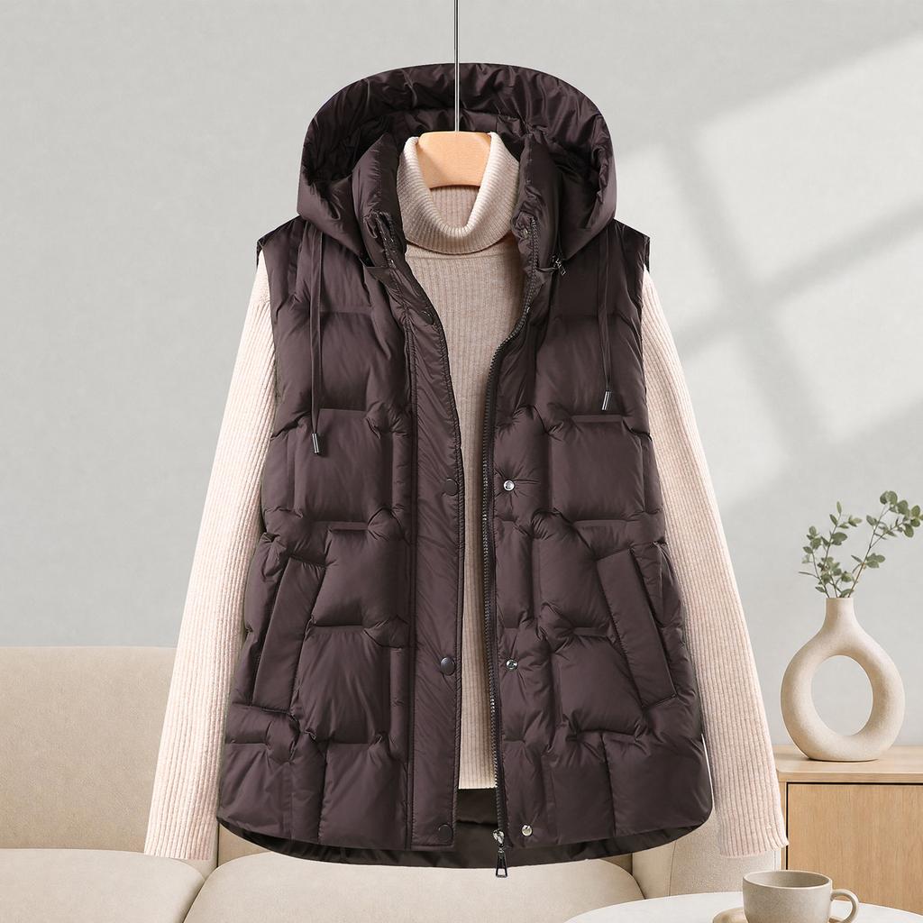 New loose and versatile hooded outerwear down cotton vest thickened warm vest jacket trendy