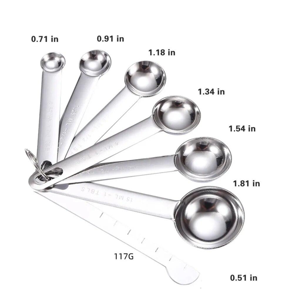6/7pcs Stainless Steel Measuring Spoons Multi Purpose Spoons/Cup Measuring Cup Measuring Spoon Tools Baking Accessories