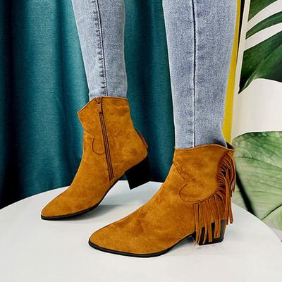 Европейские американские кисточки вестерн ретро сапоги 2024 новые замшевые боковые молнии модные короткие сапоги Zapatillas Deporte Plataforma Mujer