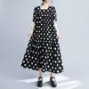 Short Sleeve Plus Size Vintage Dot New In Dresses for Women Casual Loose Long Summer Dress