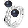 ПЕРЛИНЕА - Кольцо Toi &; Пуговица Moi из натурального пресноводного культивированного жемчуга 7–8 мм, Черный Таити, серебро 925 пробы - Женские украшения