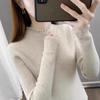 Women's Autumn 2024 Semi-High Neck Slimming Knitted Sweater Top