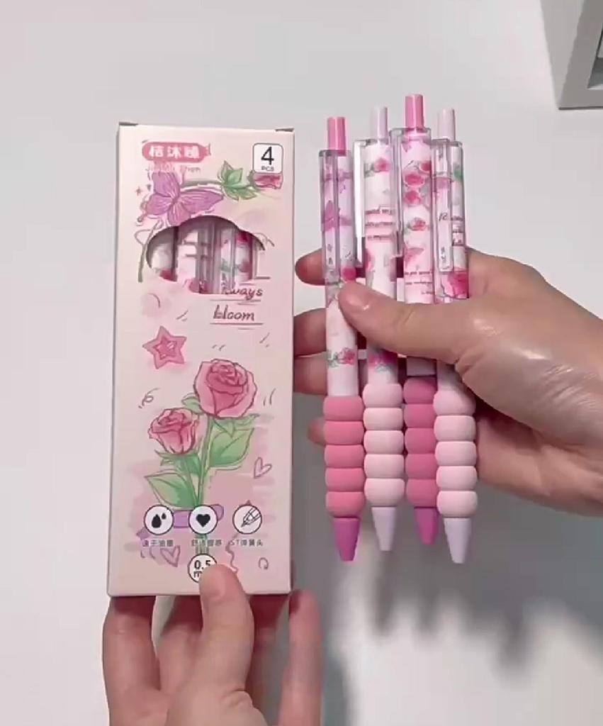 4 шт. Гелевые ручки-автоматы «Бабочка» с плавным письмом и удобным захватом 0,5 мм, черные чернила, офисные канцелярские товары для письма