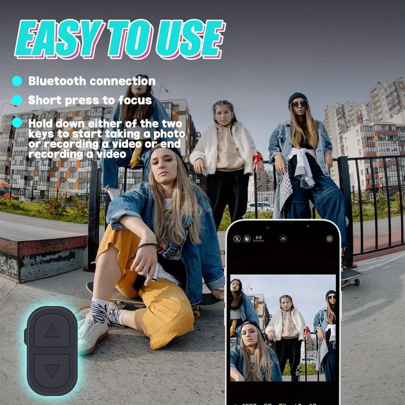 Tiktok BT Smart Scrolling Ring Remote Pages Standers Wireless Camera Shutter Selfie Button - для iPhone iPad Android (черный)