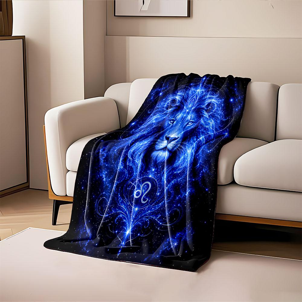 Cosmic Blue Lion Blanket for all seasons blanket lunch break throw gift