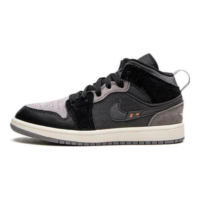 Air 1 Mid SE Craft PS Inside Out — Детские кроссовки черные светло-графитовые с парусом цементно-серого цвета DV0436-001