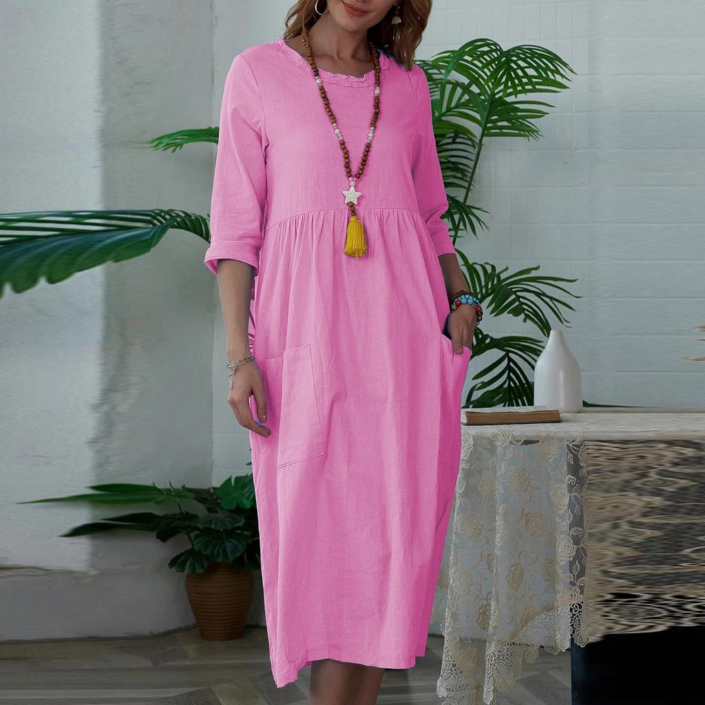 Женские однотонные нестандартные платья с воротником-рубашкой и перекрученными пуговицами, повседневные платья