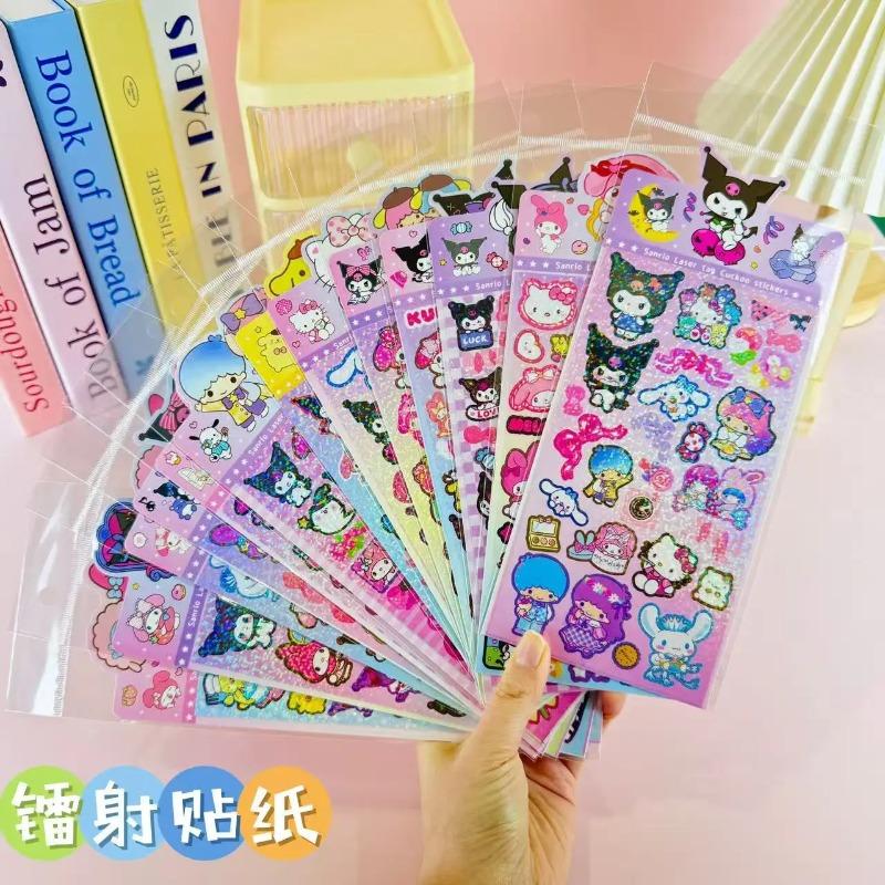 10/20 Наклеек Милые   Наклейки Sanrio Лазерные Мультяшные Девочка Детский Подарок Наклейки Скрапбукинг Канцелярские Товары  Игрушки