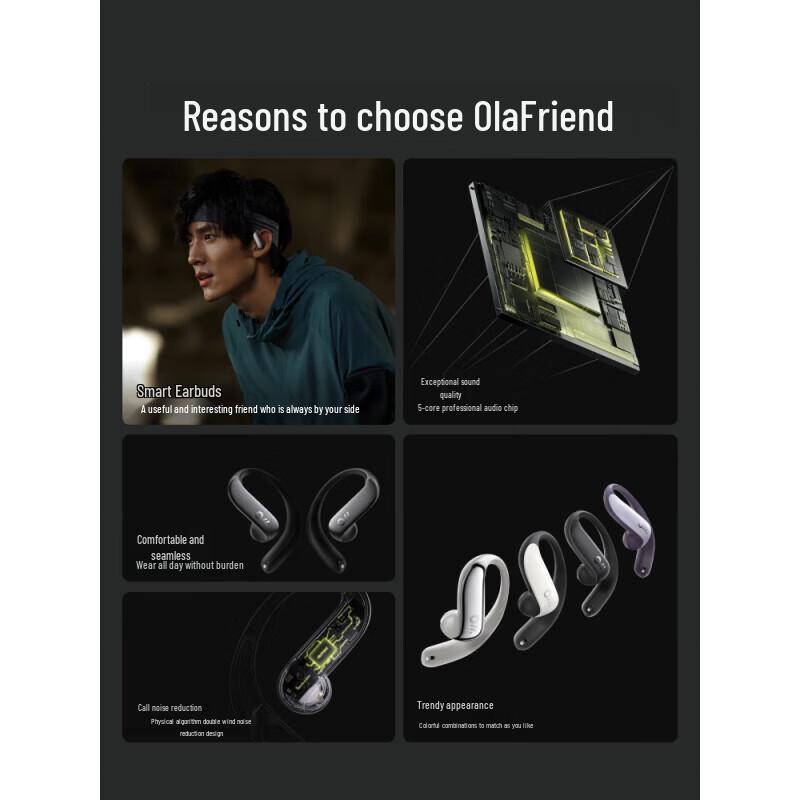 Ola Friend AI Беспроводные Bluetooth-наушники с открытым ухом