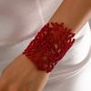 1 шт. Женский смелый браслет-заявление - Массивный браслет-манжета, похожий на красный коралл, Хип-хоп вечеринка, Ювелирные изделия на каждый день