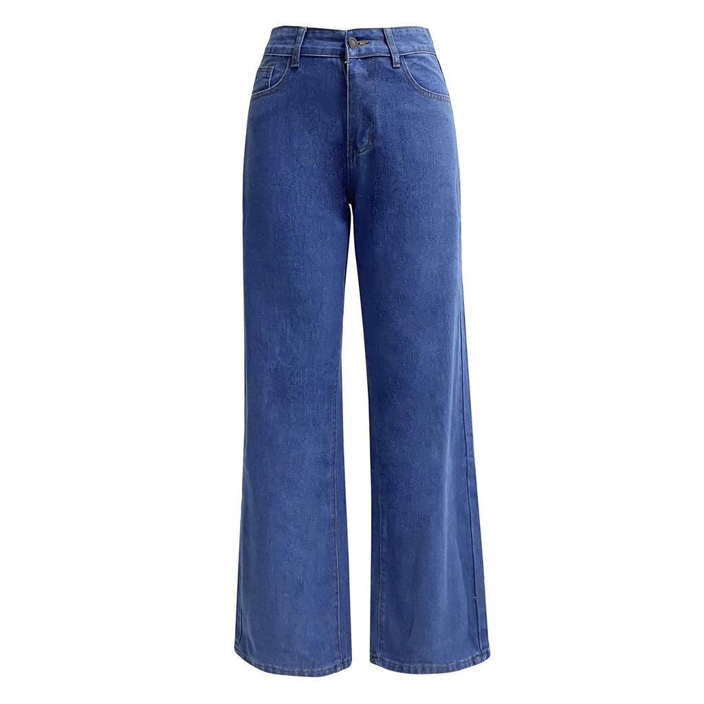 Women's High Waist Washed Women's Jeans Fashionable Versatile Straight Leg Pants