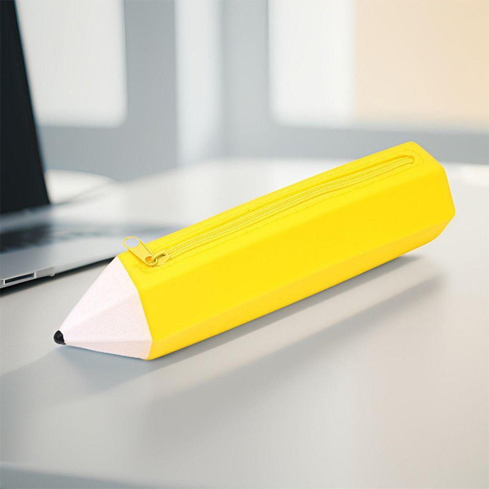 Pencil Shape Pen Bag Silicone Stationery Organizer Multi-functional Stationery Pouch Gift