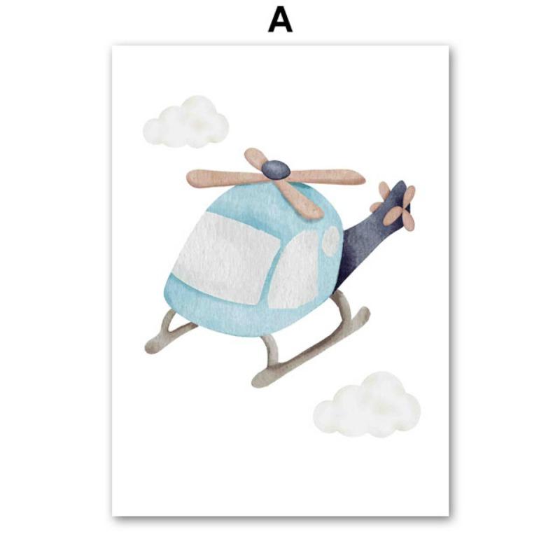 Balloon Airplane Helicopter Fighter Cartoon Wall Art Canvas Painting Nordic Posters And Prints Pictures For Baby Kids Room Decor