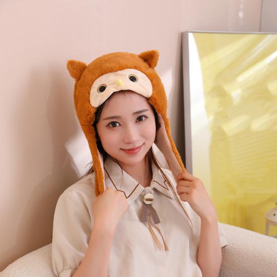 Милая мультяшная шляпа, головной убор, 3D пушистая плюшевая сова, аксессуары для волос, шляпа для выступлений, костюм для вечеринки, аксессуары для косплея