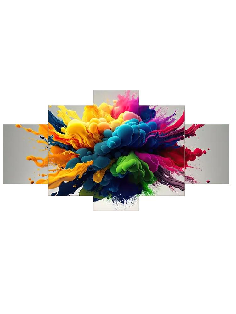 5 Panels Colorful Smoke Posters, Modern Wall Arts, Ideal Decoration For Bedroom, Living Room, Kitchen, Dormitory,No Frame