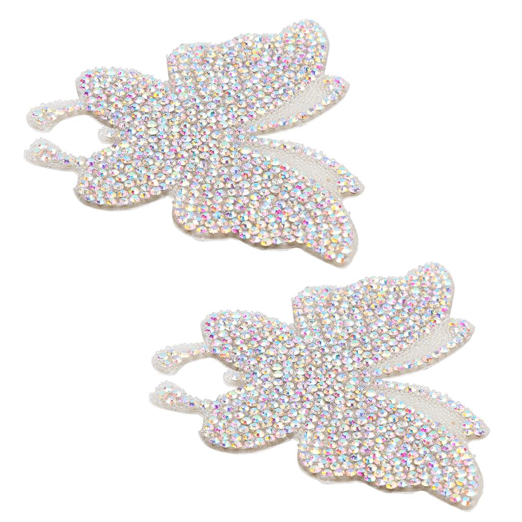 Crystal Butterfly Sticker Shiny Adhesive Hot Rhinestone for Decoration Clothing Automobile ComputerAB Color