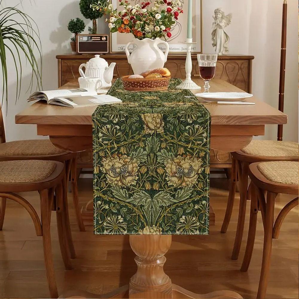 Flourishing Flowers Table Cover Pastoral Style Tablecloth Floral Table Runner  Home Decor