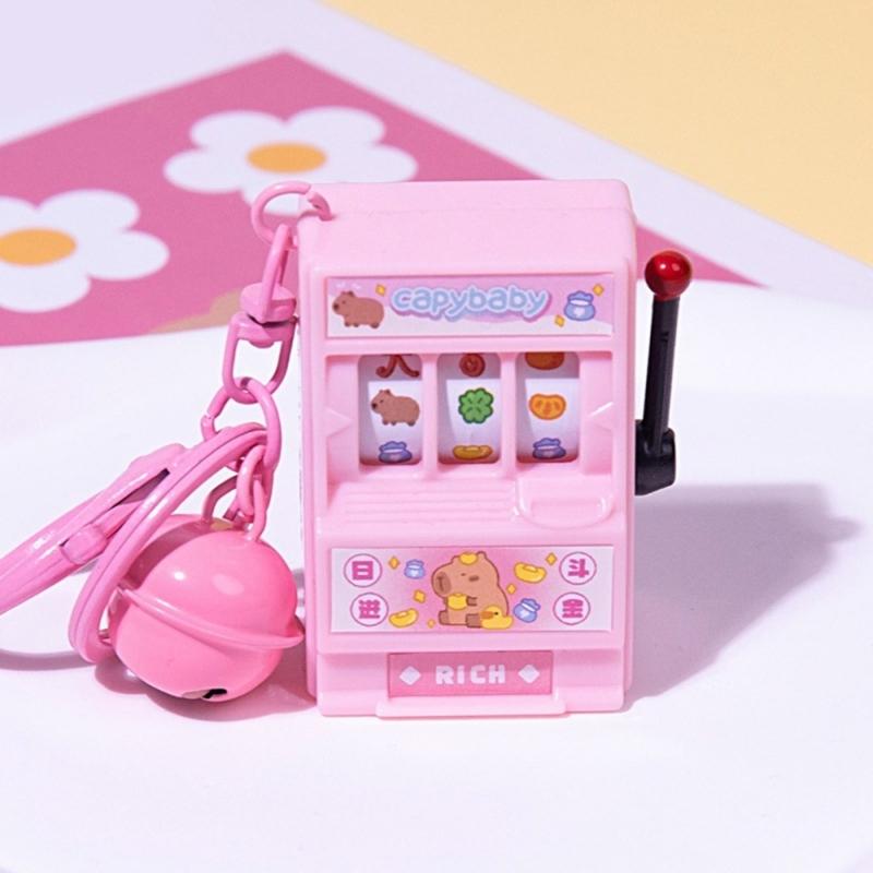 Cute Capybara Fruit Machine Key Holder Charming Capybara Fruit Spin Keychain Delightful Game Charm For Kids And Adults