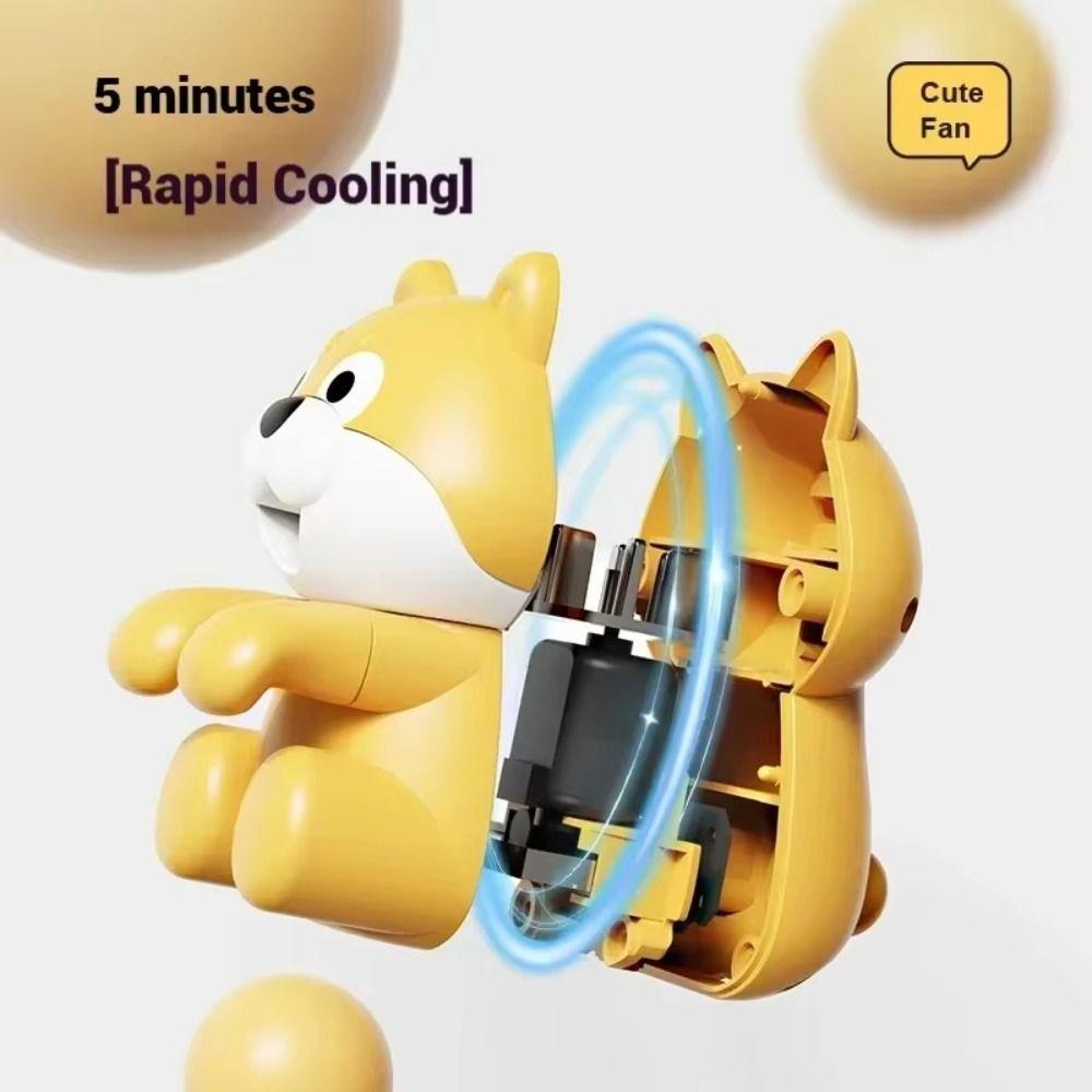 Cute Cartoon Design Portable Handheld Fan Dog Shape Design Hanging Cooling Tool  Travel Use