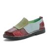 Женские туфли на плоской подошве в этническом стиле из натуральной кожи с цветными блоками, повседневные женские туфли-одиночки большого размера, модные женские туфли-бини