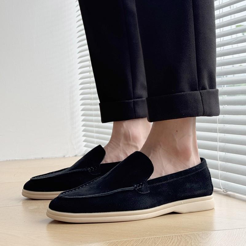 Mens Loafer Shoes Slip-On Casual Suede Leather Round Toe Lightweight Dress Office Commute