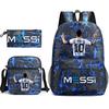 (3PCS BAG-MESSI) 3pcs Football CR7 Ronaldo NEYMAR MESSI Backpack 3D Printe Teens Shoulder Bags Kids Capacity Bags