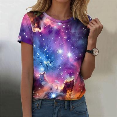 Летний топ с круглым вырезом и 3D-принтом, модные повседневные женские футболки с короткими рукавами