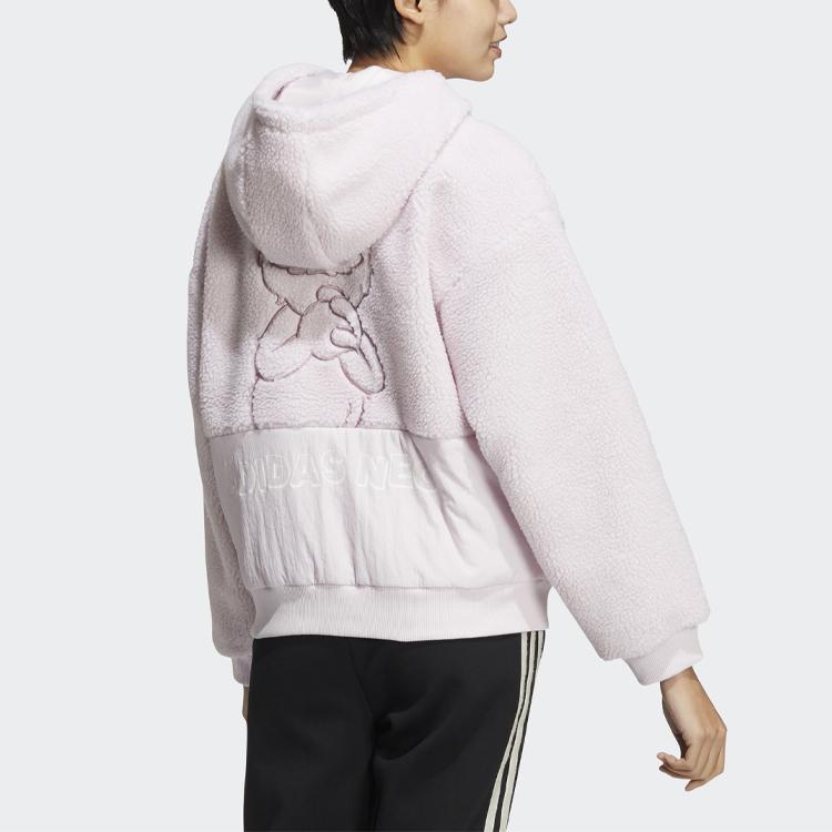 adidas Neo Sesame Street Collaboration Letter Logo Спортивная хлопковая куртка с капюшоном Женская куртка розового цвета HD7288