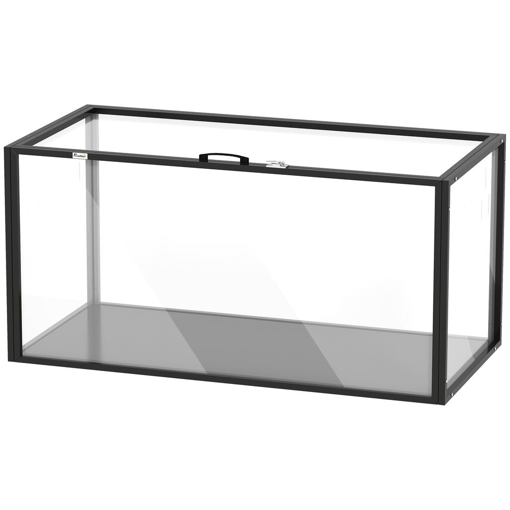 Hamster Cage Habitat Transparent Rodents 360° Panoramic View Anti-Bite 105x51x51cm Black