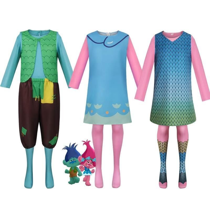 Милый фэнтезийный костюм для косплея тролля Поппи, платье, аниме, Хэллоуин, сценический наряд